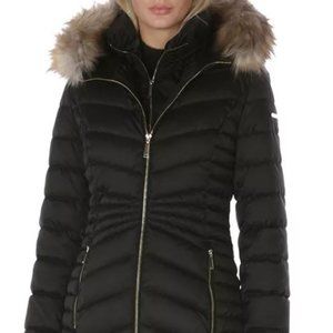 Faux-Fur-Trim Hooded Puffer Coat (New with tags)XL